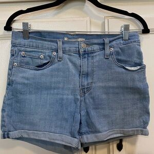 Levi's Light Blue Denim Rolled-Hem Jean Shorts